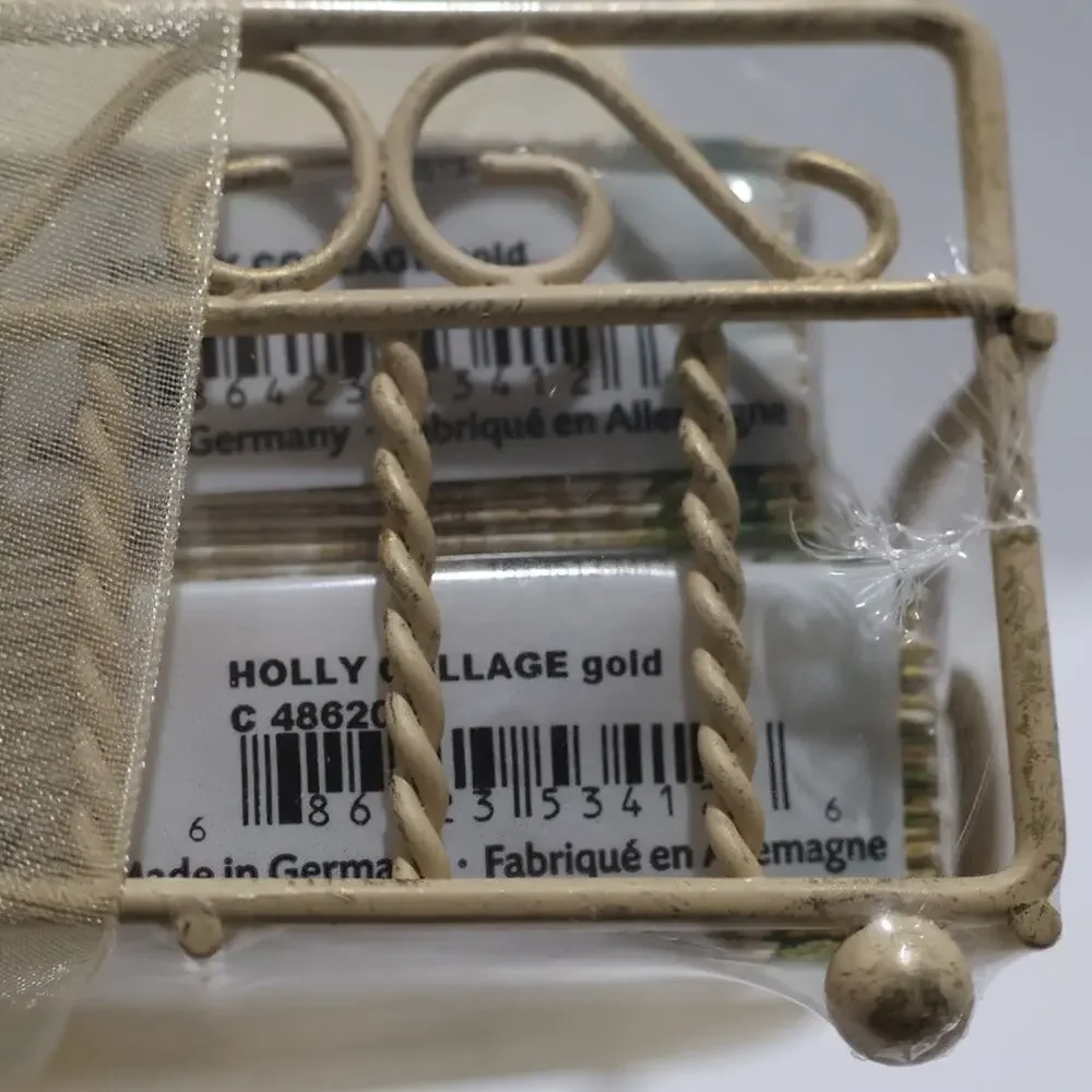 Ideal Home Cocktail Napkins Gold Caddy Holly Collage Christmas 40 Napkins NEW